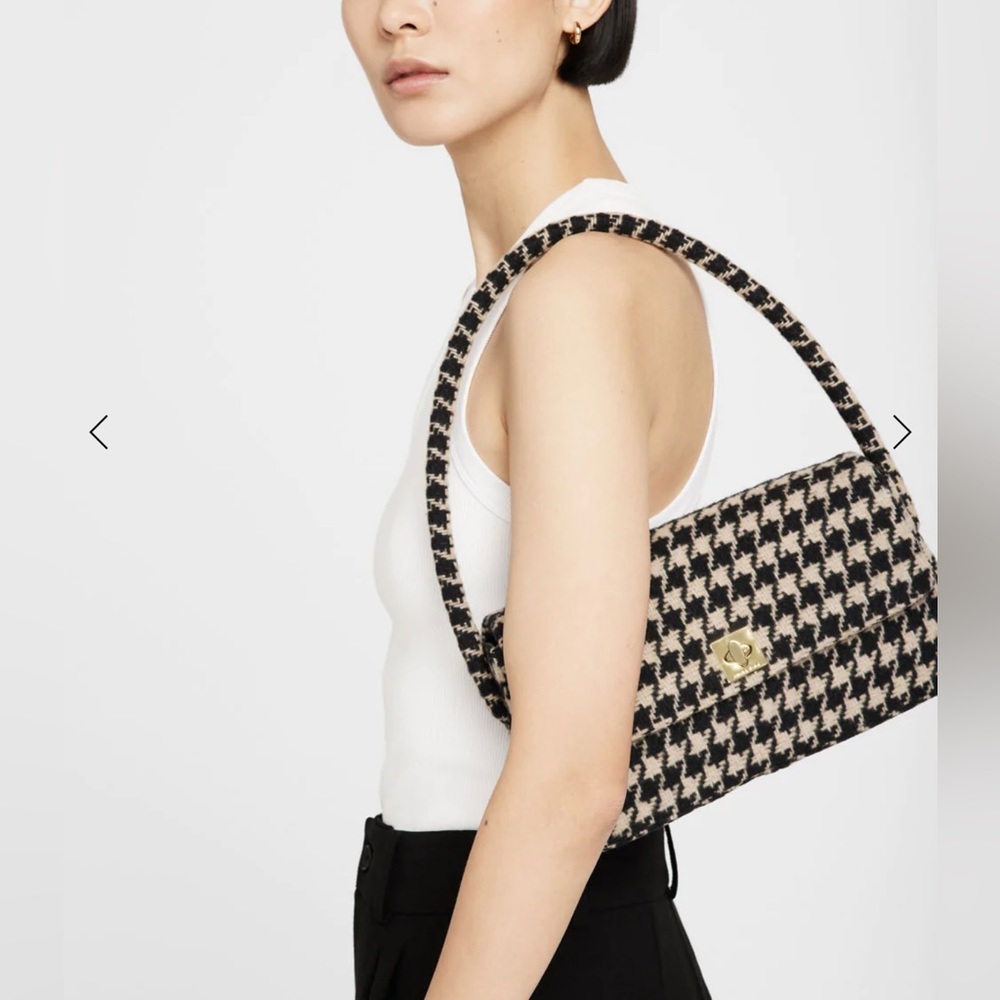 Anine Bing Black & Cream Houndstooth Shoulder Bag - Picture 2 of 14